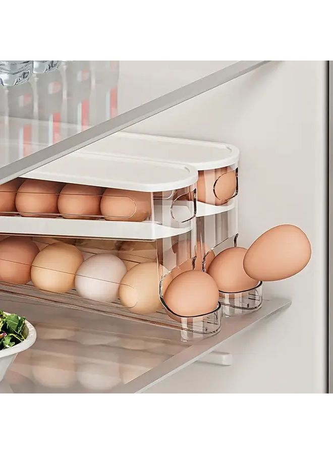 Double Layer Rolling Egg Dispenser Automatic Space Saving Storage For Fridge And Cabinets Keeps Eggs Fresh Kitchen Organization 1pc - Image 2