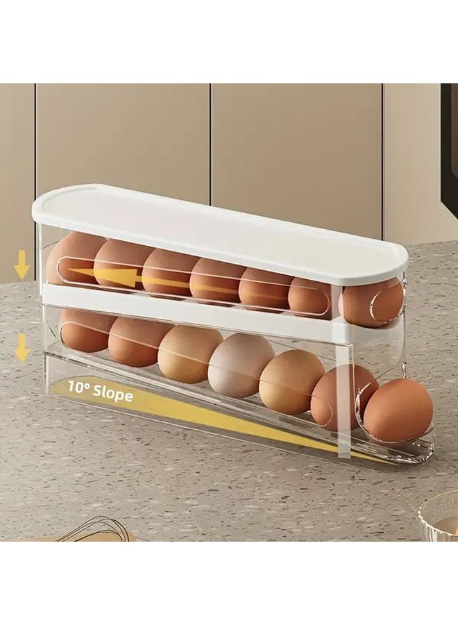 Double Layer Rolling Egg Dispenser Automatic Space Saving Storage For Fridge And Cabinets Keeps Eggs Fresh Kitchen Organization 1pc - Image 4