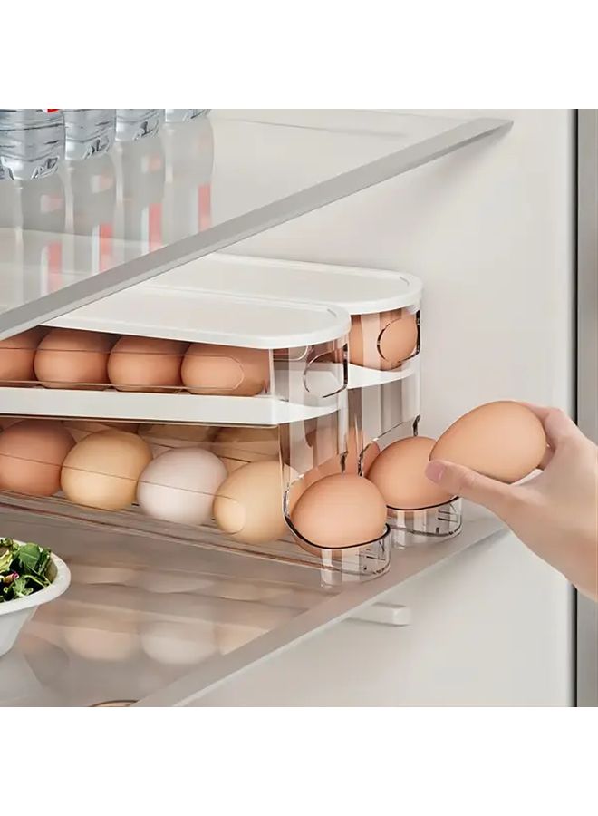 Double Layer Rolling Egg Dispenser Automatic Space Saving Storage For Fridge And Cabinets Keeps Eggs Fresh Kitchen Organization 1pc - Image 1