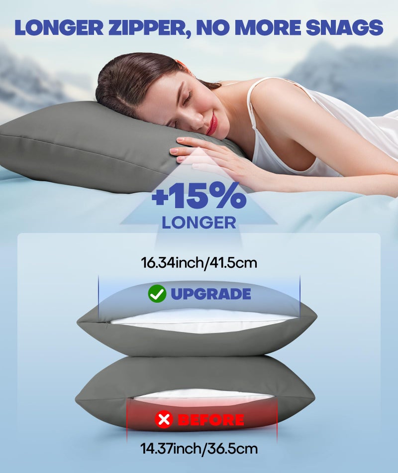 Rifens Ice Cooling Pillowcase for Hot Sleepers, Instantly Cool, Stays Cold All Night, Softer Than Silk Pillow Cases, Pillow Covers with Invisible Zipper, Gift for Men & Women - Queen Size, Dark Gray (1 Pack) - Image 5