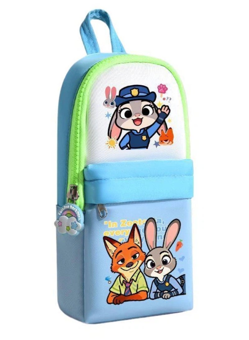 Blue Zootopia Style Pencil Case | Movie Inspired Stationery Pouch | Compact Zipper Pen Bag - Image 1