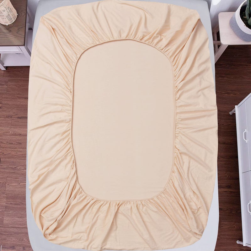 Sleepdown 100% Cotton Flannel Sheets Twin - Super Soft  Heavyweight  Double Brushed  Anti-Pill Flannel Twin Sheets - 16"" Deep Pocket Twin Fitted Sheets X2 Side Pockets (Twin  Ecru) - Image 3