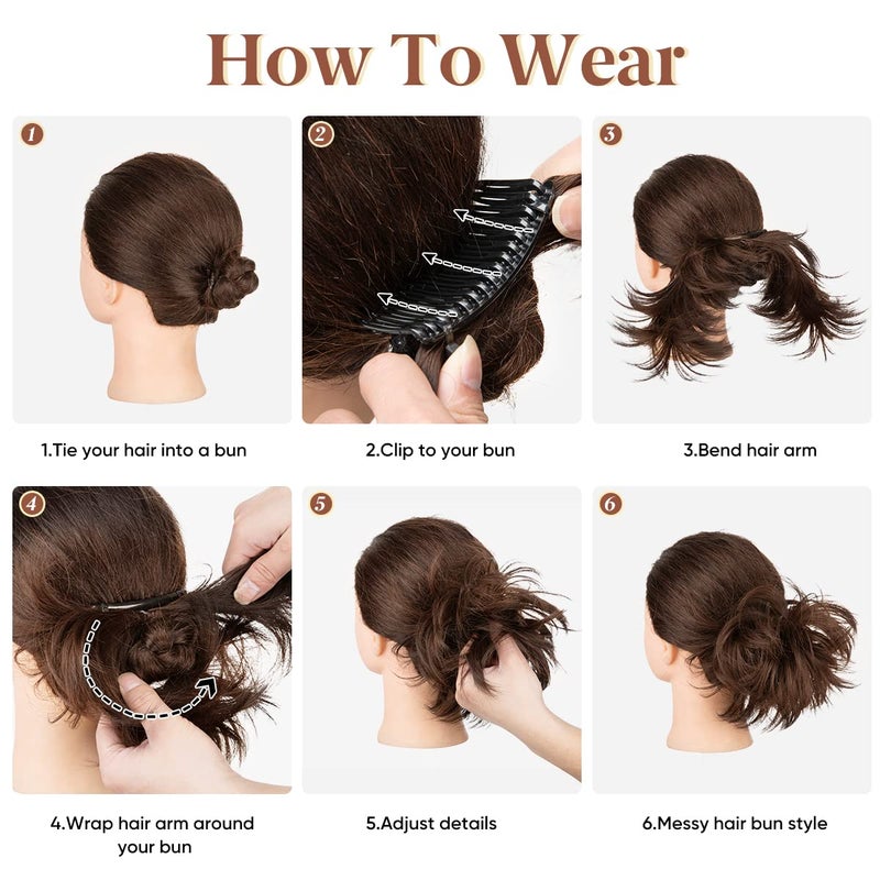youngways Messy Bun Hair Piece Side Comb Clip in Hair Bun Hairpiece for Women Short Natural Straight Versatile Adjustable Styles Easy Hair pieces (Dirty Blonde-S) - Image 5