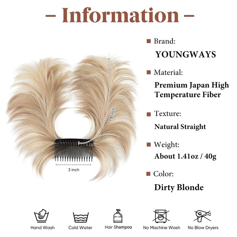 youngways Messy Bun Hair Piece Side Comb Clip in Hair Bun Hairpiece for Women Short Natural Straight Versatile Adjustable Styles Easy Hair pieces (Dirty Blonde-S) - Image 2