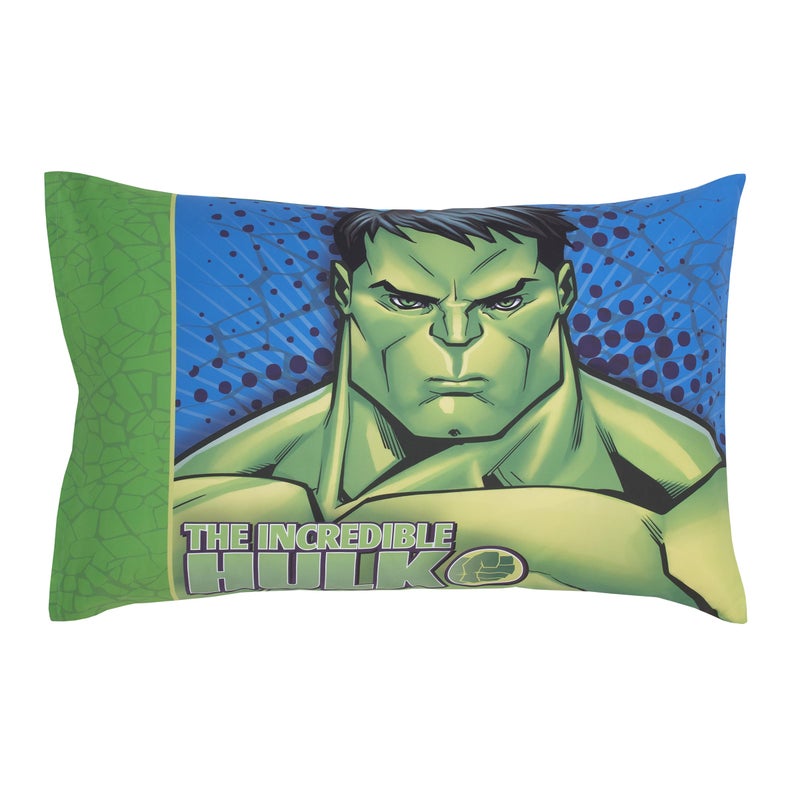 NoJo Marvel The Incredible Hulk Green, and Blue 4 Piece Toddler Bed Set - Comforter, Fitted Bottom Sheet, Flat Top Sheet, and Reversible Pillowcase - Image 5