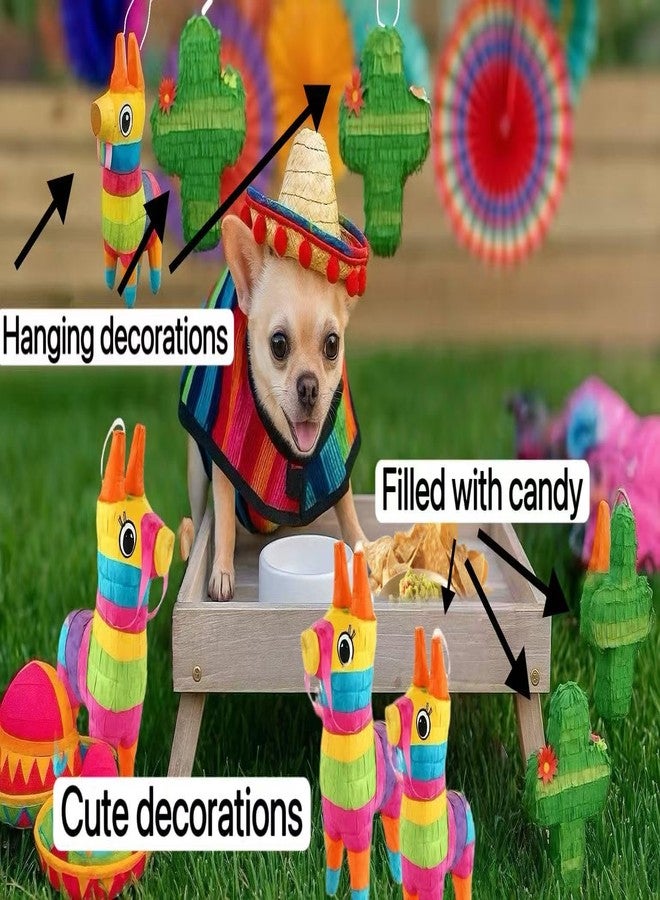 GIFTEXPRESS 8 Pack Mini Donkey Cactus Piñatas -Cinco De Mayo, Rainbow Party Fiestas, Taco, Llama Birthday, Carnival, Classroom & Table Centerpiece Party Favors - Image 3
