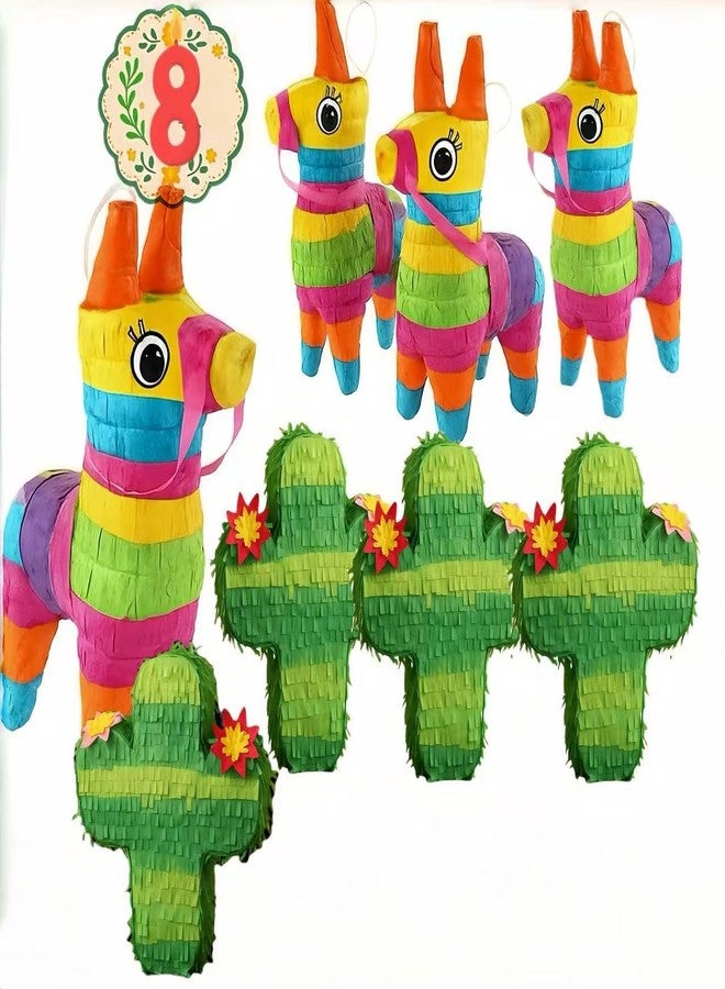 GIFTEXPRESS 8 Pack Mini Donkey Cactus Piñatas -Cinco De Mayo, Rainbow Party Fiestas, Taco, Llama Birthday, Carnival, Classroom & Table Centerpiece Party Favors - Image 1