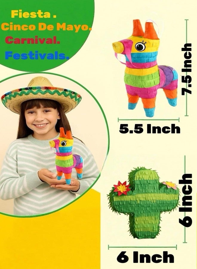 GIFTEXPRESS 8 Pack Mini Donkey Cactus Piñatas -Cinco De Mayo, Rainbow Party Fiestas, Taco, Llama Birthday, Carnival, Classroom & Table Centerpiece Party Favors - Image 2