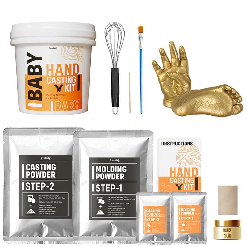 kraftify Hand Casting Kit for Couples and Baby | 3D Moulding Powder for Hand, Foot, Molding Clay | Hand Mould Kit | DIY Kit for Gift (Baby Kit) - Image 1