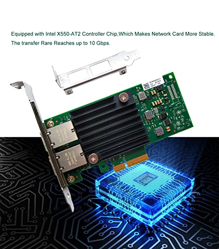 Lemspum 10Gb PCIE x4/x8/x16 Ethernet Network Adapter with Intel X550T2 Dual Copper RJ45 Port 1GbE/2.5GbE/5GbE/10GbE LAN Card NIC 10GBase-T X550AT Server Support Windows/Linux/VMware - Image 3