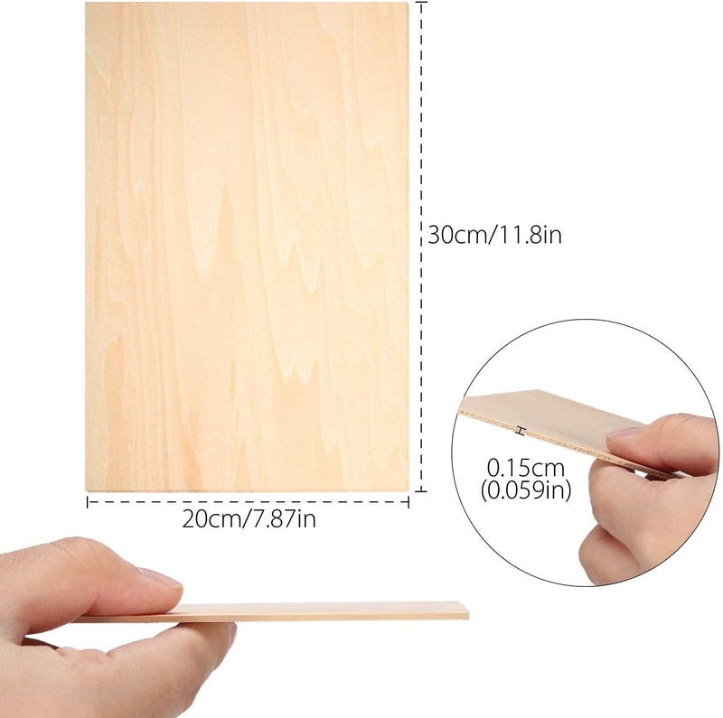ARS 6pcs Balsa Wood Sheets 1.5mm Thin Unfinished Unpainted Basswood Birch Plywood for Signs, 30x20 cm - Image 5