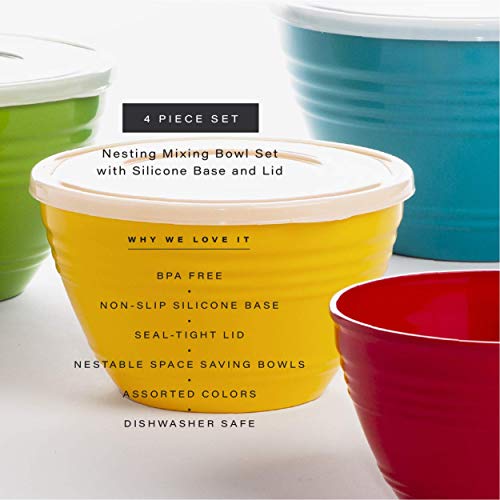 BINO | Mixing Bowl Set with Lids | Versatile Plastic Bowls for Kitchen Mixing, Serving, and Storage - 4-Piece Mixing Bowl Set in Various Sizes | Space-Saving Nesting Design | Dishwasher Safe - Image 2