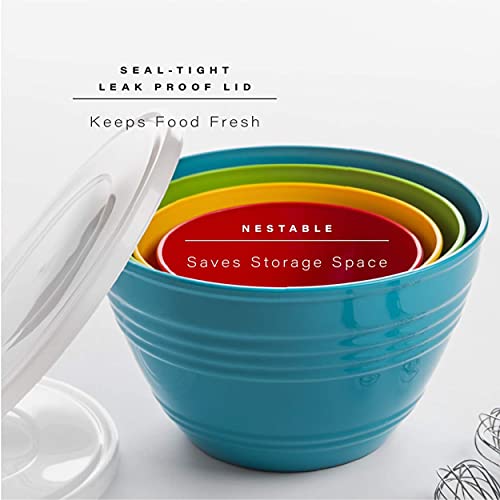 BINO | Mixing Bowl Set with Lids | Versatile Plastic Bowls for Kitchen Mixing, Serving, and Storage - 4-Piece Mixing Bowl Set in Various Sizes | Space-Saving Nesting Design | Dishwasher Safe - Image 3