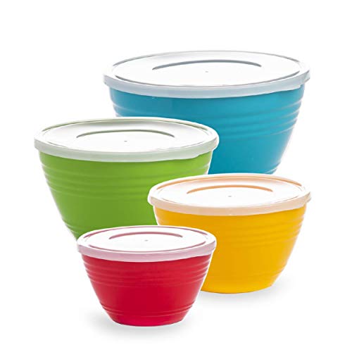 BINO | Mixing Bowl Set with Lids | Versatile Plastic Bowls for Kitchen Mixing, Serving, and Storage - 4-Piece Mixing Bowl Set in Various Sizes | Space-Saving Nesting Design | Dishwasher Safe - Image 1