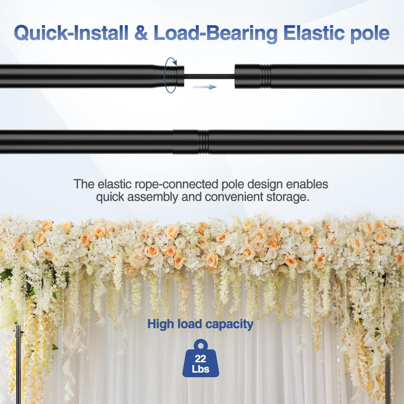 EMART 10x7.7ft Rolling Backdrop Stand with Wheels, Adjustable and Movable Photo Backdrop Banner Stand for Studio Photography, Wedding, Party Decoration, Video Recording, Events Decoration - Image 4