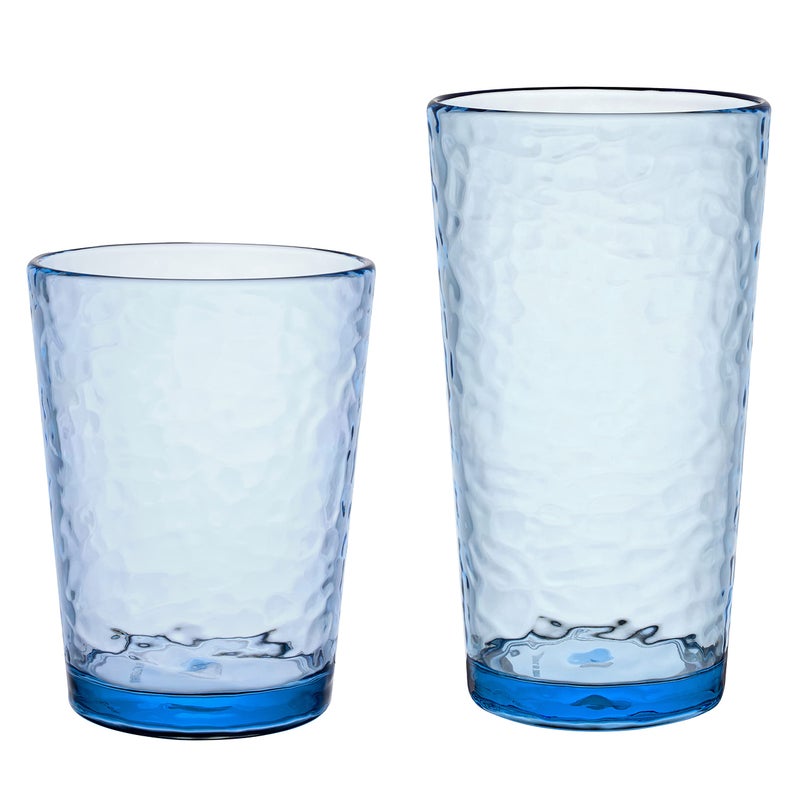 KLIFA NICE 147  20 ounce Set of 8 Acrylic Tumbler  Highball Drinking Glasses Cups BPAFree Stackable Plastic Drinkware Dishwasher Safe Blue