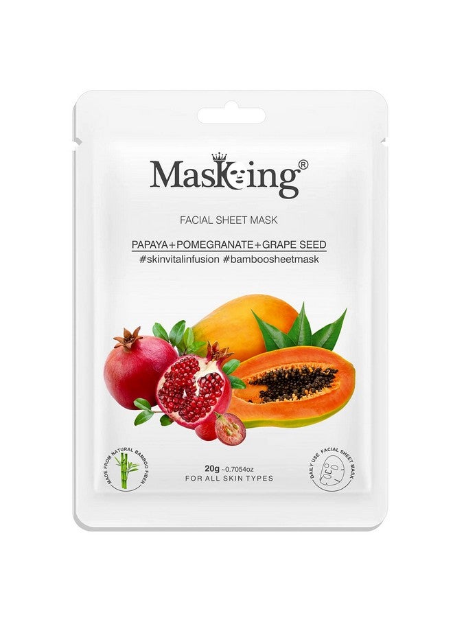 MasKing Beauty Facial Sheet Mask of Green Tea (20g) & Bamboo Facial Sheet Mask of Papaya, Pomegranate & Grape Seed (20g) Ideal for Women & Men (Combo Pack of 2) - Image 3