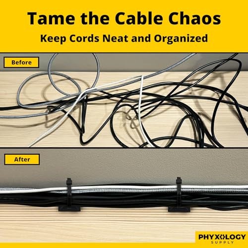 PHYXOLOGY SUPPLY Zip Tie Adhesive-Backed Mounts 100Pk. Professional-Grade, UV Black Cable Tie Bases, 1.1 x 1.1. Screw-Hole Anchor Point Provides Optimal Strength for Long-Term Durability & Use and Clutter-Free Cables. - Image 3