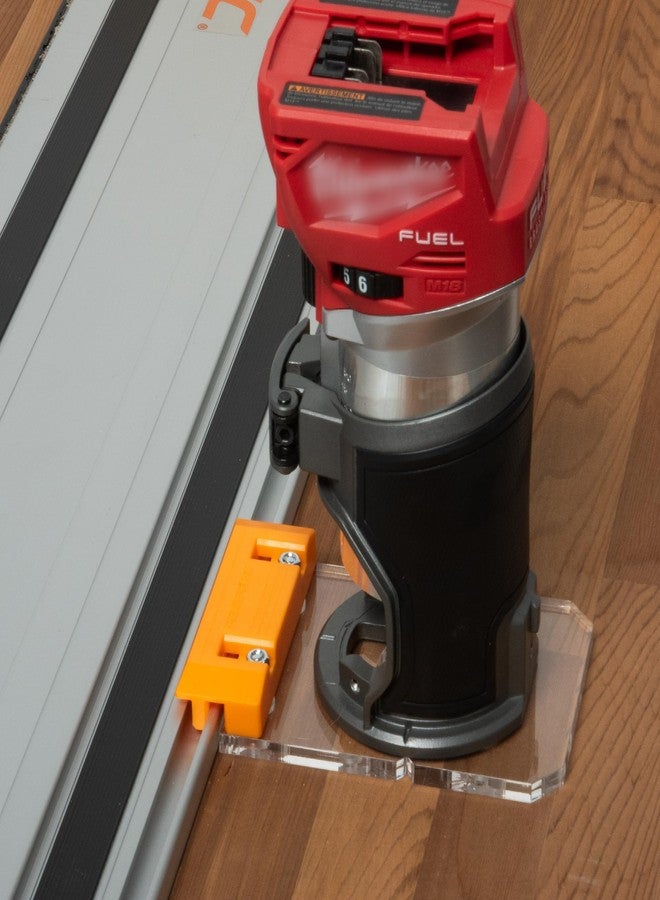 باورتيك محول سكة التوجيه POWERTEC 72026 لأجهزة التوجيه Milwaukee M18 ذات القاعدة الثابتة - متوافق مع سكك التوجيه Powertec وMakita وFestool وMilwaukee وKreg ACS وWEN وTriton وRidgid - Image 1