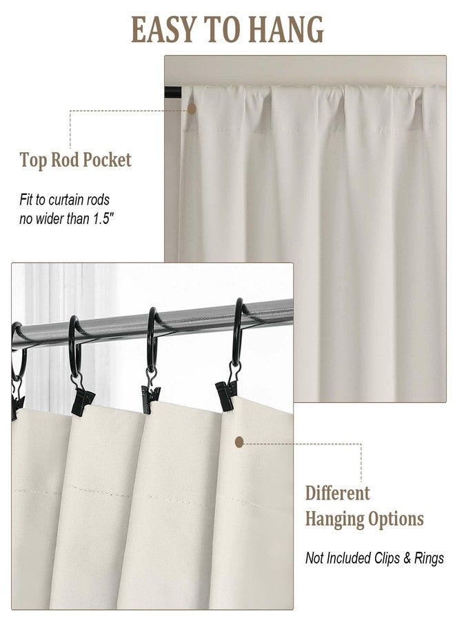 Lecloud Natural Room Darkening Curtains 54 Inch Length 2 Panels, Solid Energy Thermal Insulating Window Curtains for Bedroom, Rod Pocket Curtain Drapes for Living Room, 40" W x 54" L - Image 4