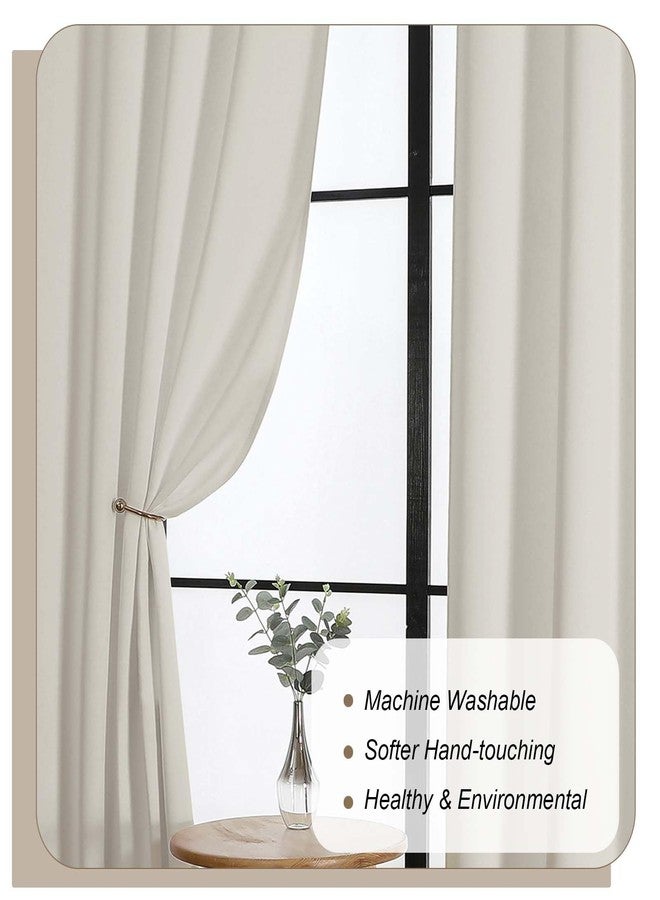 Lecloud Natural Room Darkening Curtains 54 Inch Length 2 Panels, Solid Energy Thermal Insulating Window Curtains for Bedroom, Rod Pocket Curtain Drapes for Living Room, 40" W x 54" L - Image 5