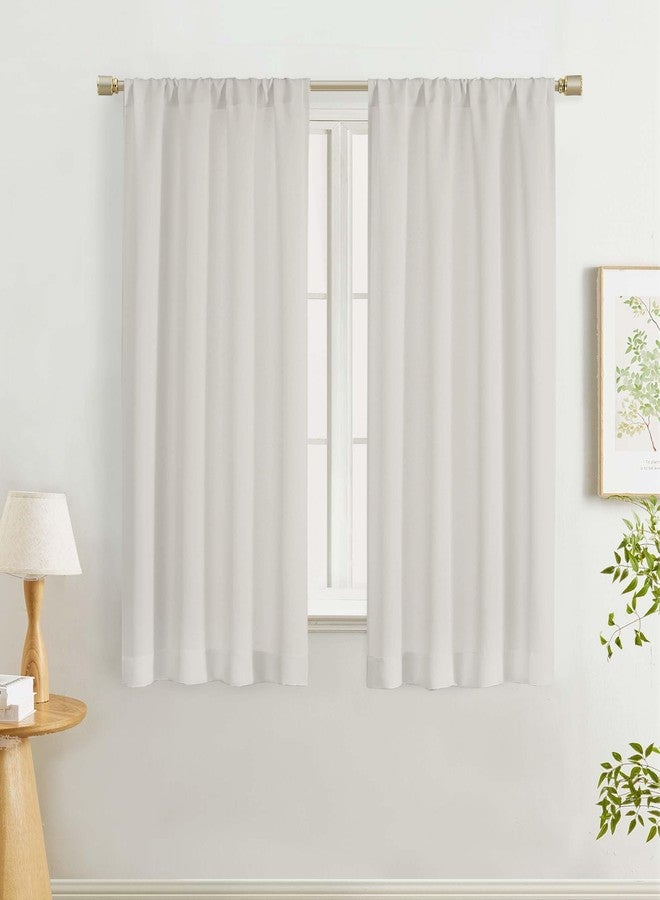 Lecloud Natural Room Darkening Curtains 54 Inch Length 2 Panels, Solid Energy Thermal Insulating Window Curtains for Bedroom, Rod Pocket Curtain Drapes for Living Room, 40" W x 54" L - Image 1