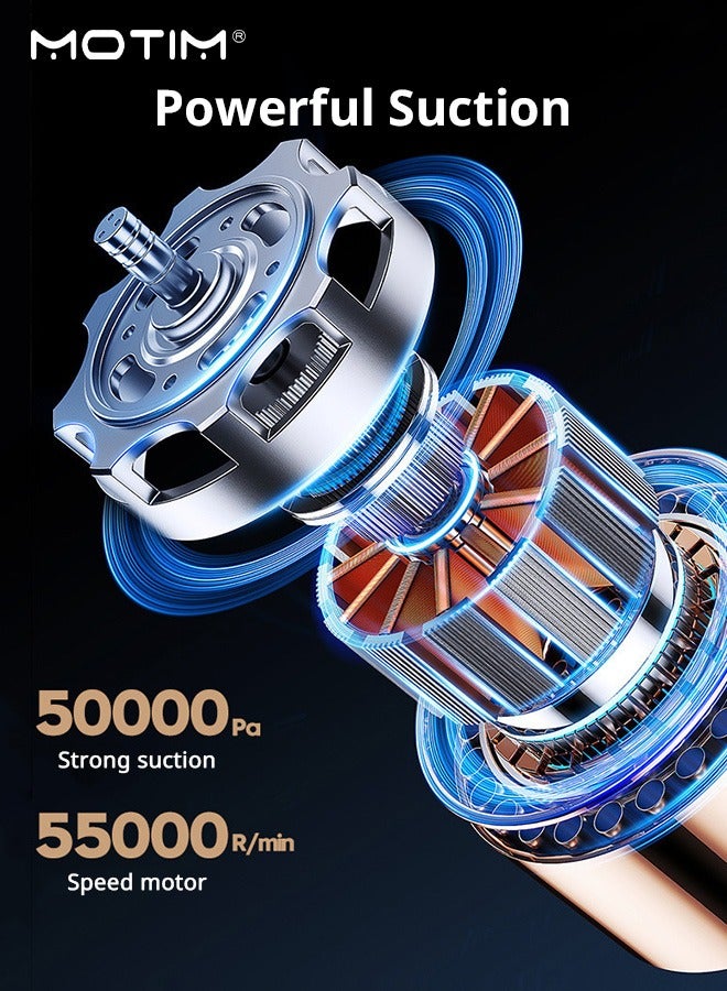 Portable Handheld Vacuum Cleaner 2 in 1, Lightweight Cordless Stick Cleaner, 150w 50000Pa Strong Suction, 0.5L Dust Cup, Quiet Suction, Central Filtration System for Carpets, Hard Floors, Stairs and Hair