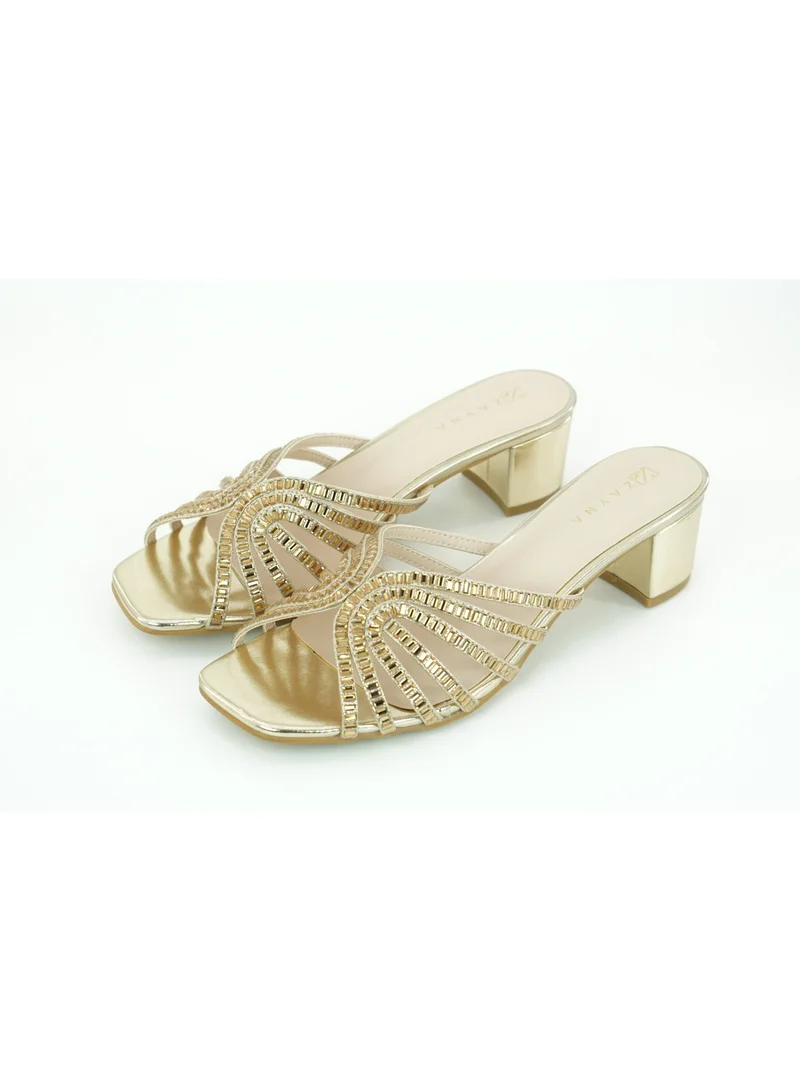 221-302 Zayna Ladies Classic Low Block Slides 18F8827-16 Gold