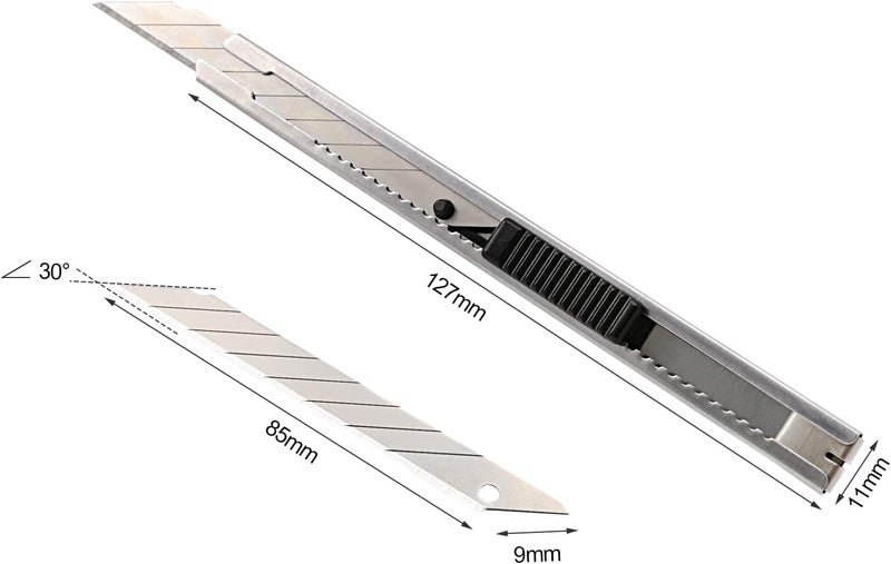 FOSHIO Utility knife Retractable with 30 Degree Snap Off Blade 9MM Box Cutter Knife, Office Vinyl and Paper Cutting Craft Knives, Pack of 3 - Image 3