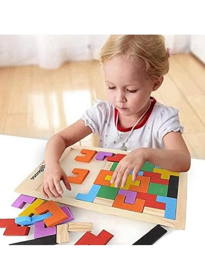 KRIDEZ Wooden Intelligence Toys, Mini Travel Puzzles for Kids, Educational Building Blocks Board Game for Kids 40 Pieces Indoor Puzzles | For children ages 3 and up - pack of 1