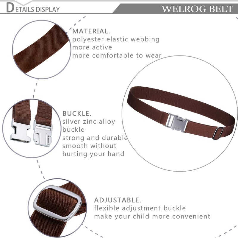 WELROG Toddler Kids Adjustable Buckle Belt - Elastic Child Silver Buckle Belts for Girls Boys - Image 3