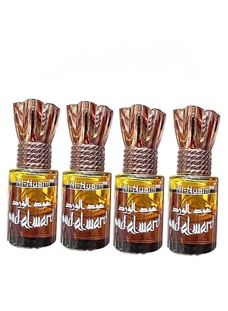 أل نواعم عطر النعيم من سلسلة تحفة، عود الورد، رول أون 6 مل (عبوة من 4) | زيت عطري مركز للجنسين، خالٍ من الكحول | عطر عود وزهور يدوم طويلاً للرجال والنساء | حجم مناسب للجيب - Image 1