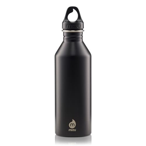 Mizu M8 - 25 oz. Single Wall Narrow Mouth Stainless Steel Bottle with Loop Cap Black - Image 4