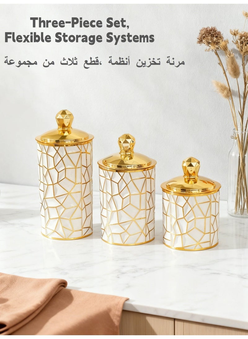 بي إس مجموعة علب مكونة من 3 قطع مع غطاء | مصنوعة من مادة البولي بروبيلين | مما يجعلها متينة ومقاومة للكسر | مثالية لتخزين الشاي وحبوب القهوة والوجبات الخفيفة وغيرها من العناصر | مثالية للاستخدام في المطابخ وغرف المعيشة وغيرها من المساحات المماثلة - Image 3