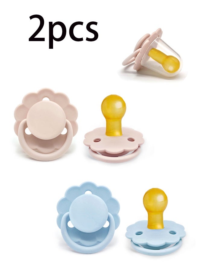2 Pieces Portable Natural Latex Pacifier,Baby 0-12 Months - Image 1
