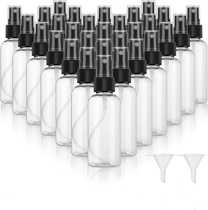 Dabacc 30 Pack 2 oz Fine Mist Mini Clear Spray Bottles with Pump Spray Cap - for Essential Oils, Travel, Perfumes - Refillable & Reusable Empty Plastic Bottles Travel Bottle - Image 1