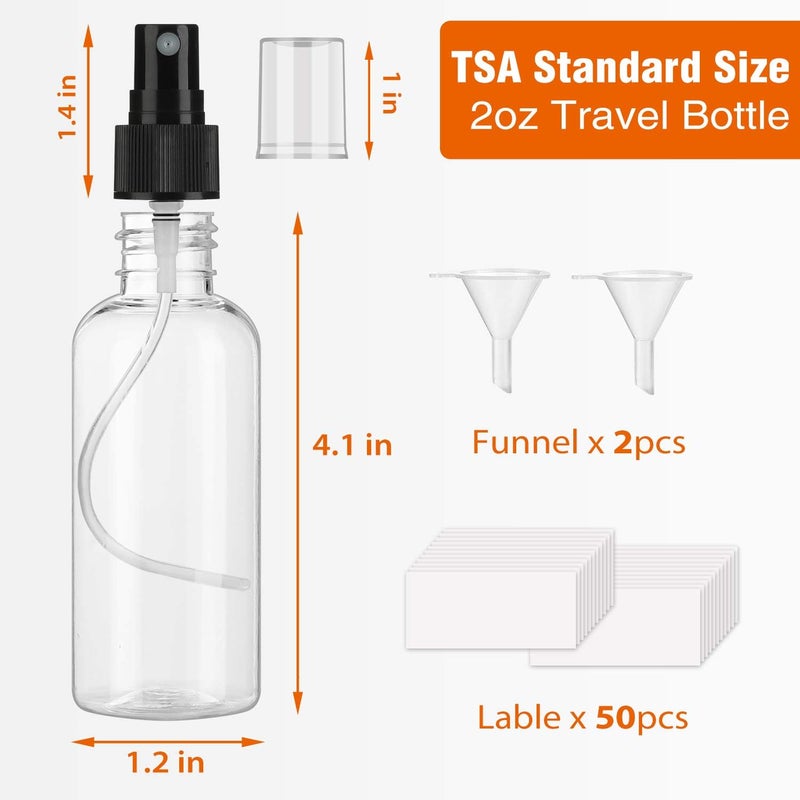 Dabacc 30 Pack 2 oz Fine Mist Mini Clear Spray Bottles with Pump Spray Cap - for Essential Oils, Travel, Perfumes - Refillable & Reusable Empty Plastic Bottles Travel Bottle - Image 4