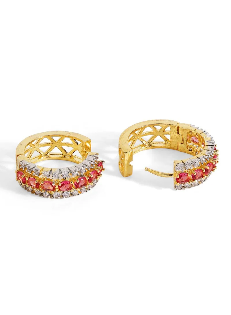 Priyaasi Stone Studded Circular Hoop Earrings