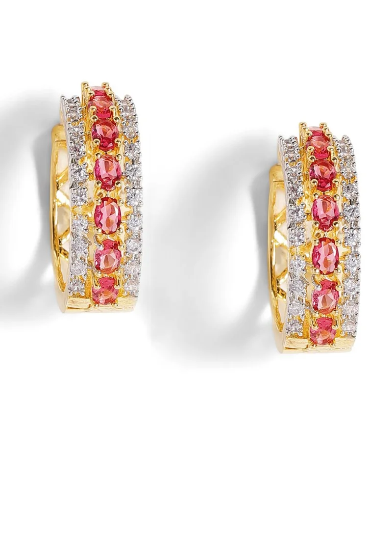 Priyaasi American Diamond Stone Studded Circular Hoop Earrings