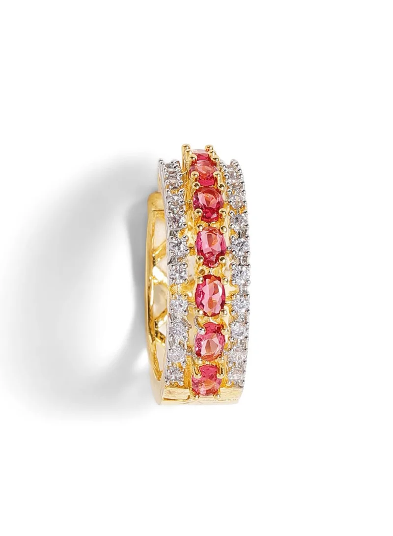 Priyaasi Stone Studded Circular Hoop Earrings