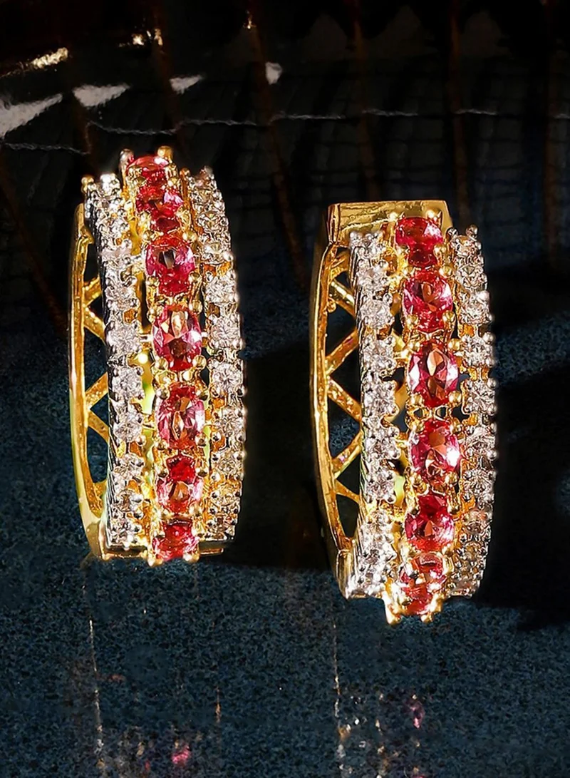 Priyaasi Stone Studded Circular Hoop Earrings