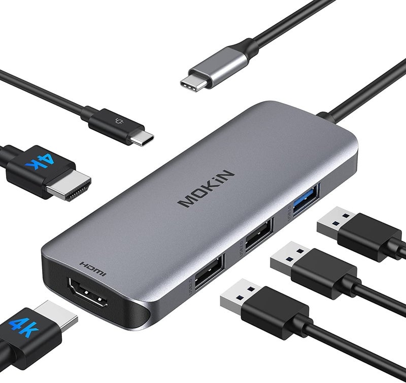 Mokin Docking Station USB C to Dual HDMI Adapter, MOKiN USB C Hub Dual HDMI Monitors for Windows,USB C Adapter with Dual HDMI,3 USB Port,PD Compatible for Dell XPS 13/15, Lenovo Yoga,etc - Image 1