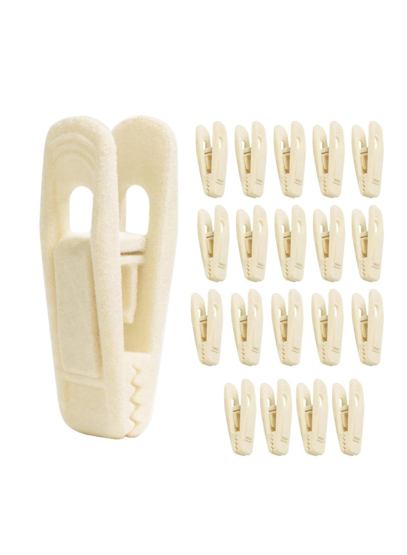 CMGTYYD Velvet Hangers Clips Non-Slip - 20 Pcs Strong Grip Felt Finger Clip, Home Drying Rack, Non-Slip Removable Artificial Velvet Flocked Clothes Clips for Towel Coat Pants Skirt Trousers Hanger, Beige - Image 1