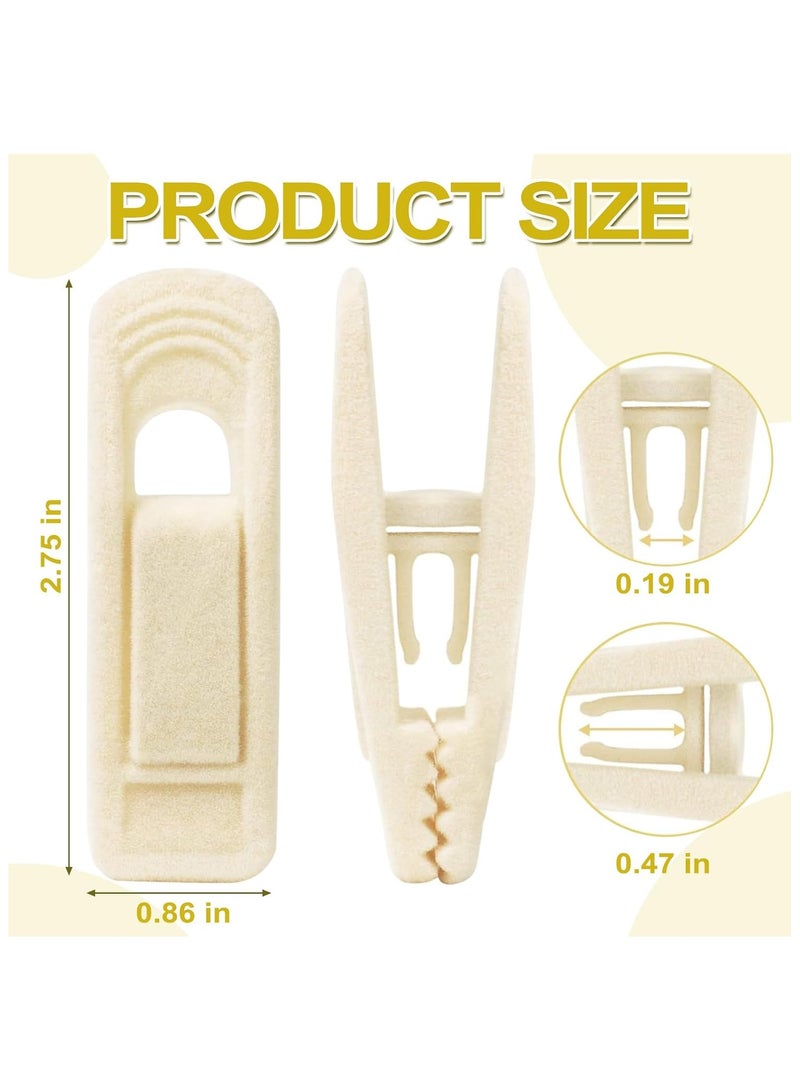 CMGTYYD Velvet Hangers Clips Non-Slip - 20 Pcs Strong Grip Felt Finger Clip, Home Drying Rack, Non-Slip Removable Artificial Velvet Flocked Clothes Clips for Towel Coat Pants Skirt Trousers Hanger, Beige - Image 2