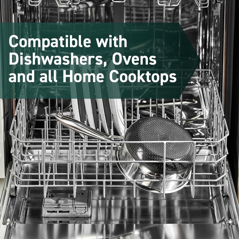 HexClad قدر هكسكلاد هجين غير لاصق سعة 2 لتر مع غطاء زجاجي مقسى، مقبض بارد، آمن في غسالة الصحون، جاهز للاستخدام على الحث، متوافق مع جميع أسطح الطهي - Image 5