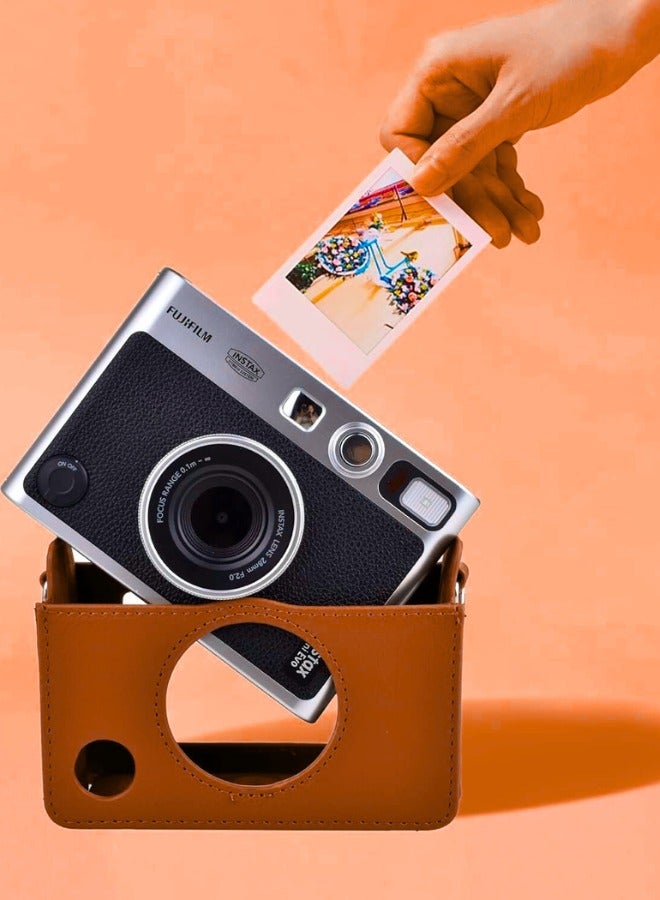 Chase Up Case for Fuji Mini EVO,Camera Case Compatible for Fuji Mini EVO Camera with Adjustable Shoulder Strap in Brown Lychee Texture Horizontal Style - Image 3