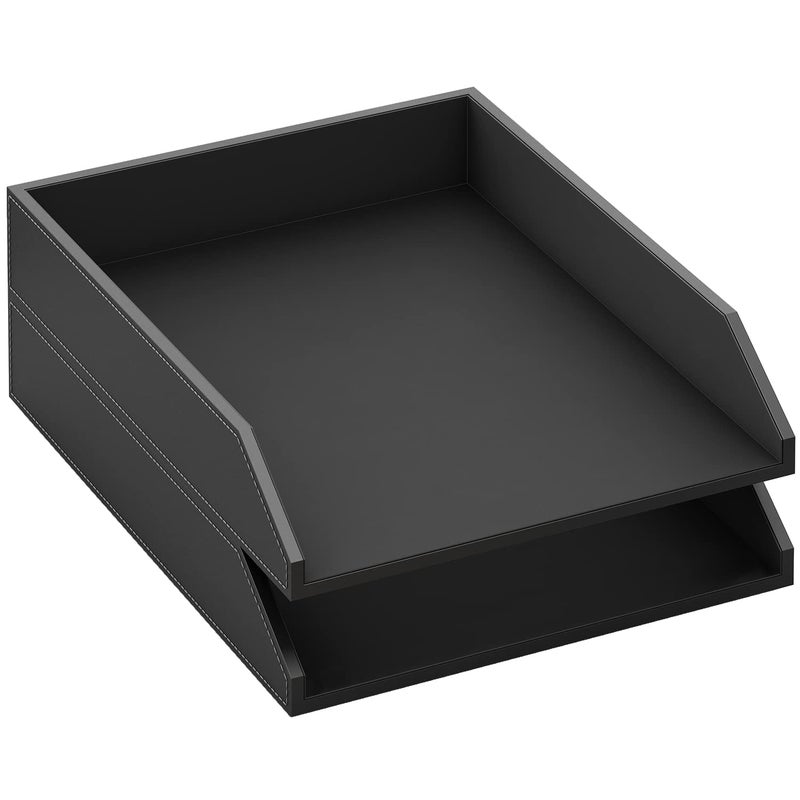 Leather Letter Tray Thipoten Stackable Desk Organizer Holder for Office Supplies Paper File Magazine Perfect Office Organization for Desktop Retro