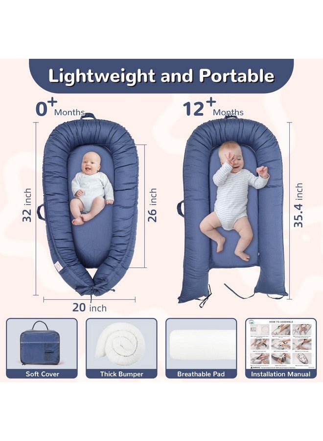 EAQ Baby Lounger, Snuggle Me Lounger, Portable Baby Nest Breathable & Soft, 100% Cotton Baby Lounger Pillow, Safe Baby Bassinet for Co-Sleeping, Nursery, Travel, Playtime - Image 2