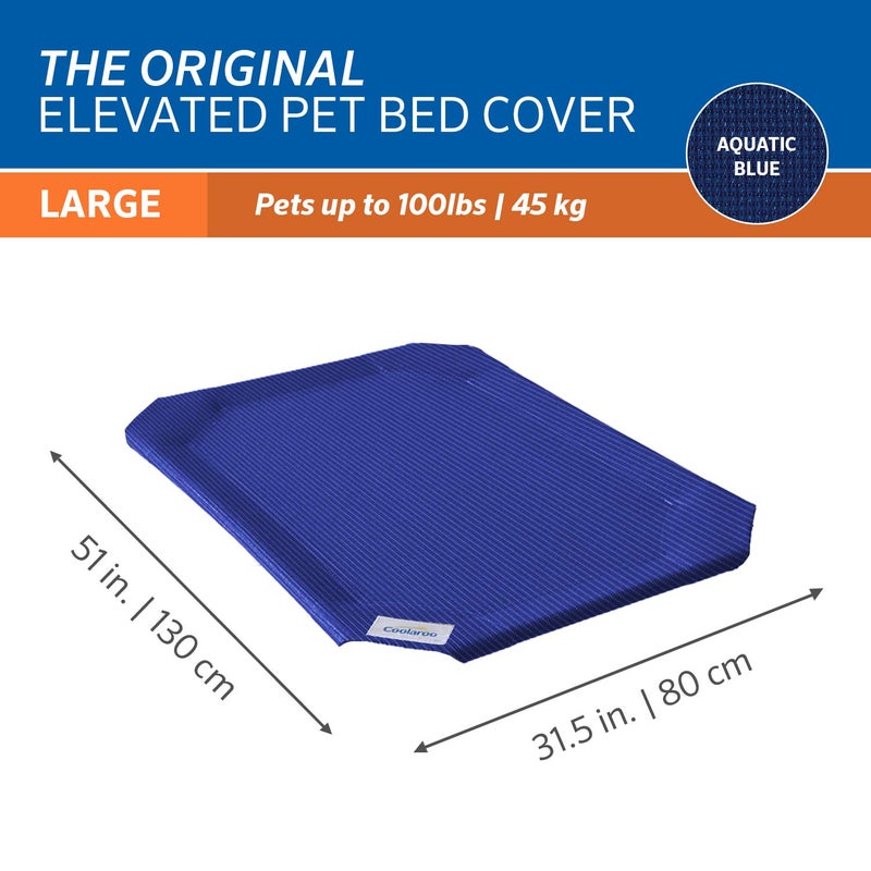 Coolaroo The Original Coolaroo Elevated Pet Bed Replacement Cover, Large, Aquatic Blue - Image 3