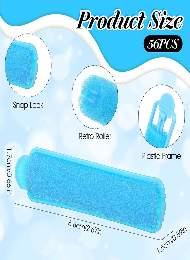 oruola أورولا 56 قطعة أسطوانات إسفنجية للشعر، 2.67 إنش لفات إسفنجية، لفات ناعمة، لفات رغوية بدون حرارة لتصفيف الشعر الطويل والقصير للسيدات والأطفال (أزرق) - Image 3